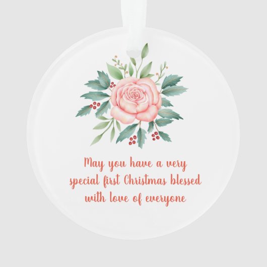 Babys First Kerstman Holly Wreated Waterverf Roos Ornament (achterkant)