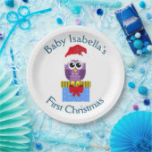 Baby's First Kerstman Paarse Owl Papieren Bordje (Feest)