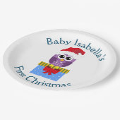 Baby's First Kerstman Paarse Owl Papieren Bordje (Gekanteld)