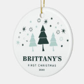 Baby's First Kerstman Personalized Winter Forest Keramisch Ornament (Links)