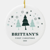Baby's First Kerstman Personalized Winter Forest Keramisch Ornament (Achterkant)