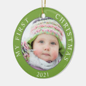 Baby's First Kerstmis 2 Foto Sjabloonfeestdag Keramisch Ornament (Links)