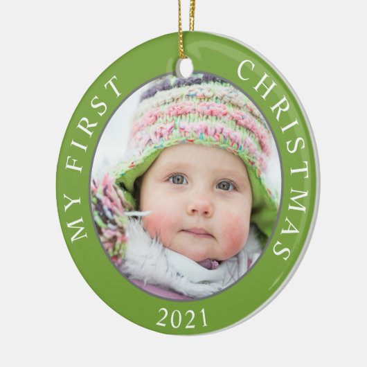 Baby's First Kerstmis 2 Foto Sjabloonfeestdag Keramisch Ornament (Links)