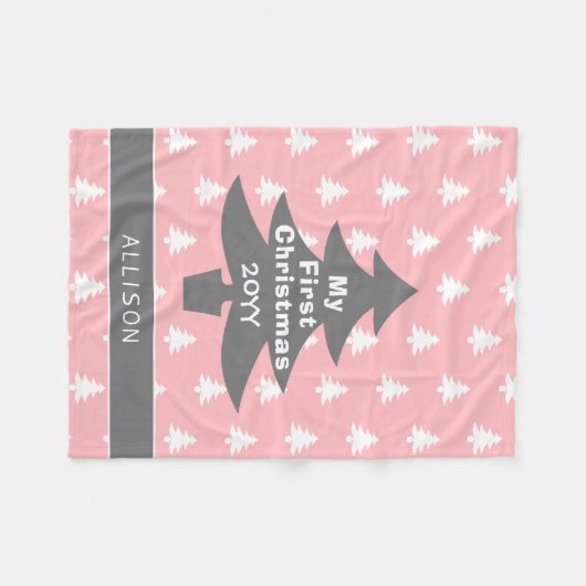 Babys First Kerstmis Blush Pink op maat Fleece Deken (Voorkant (Horizontaal))