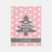 Babys First Kerstmis Blush Pink op maat Fleece Deken (Voorkant)