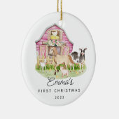 Baby's First Kerstmis Boerderij Friends Ceramic Or Keramisch Ornament (Rechts)