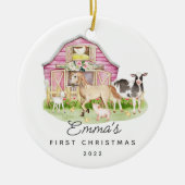 Baby's First Kerstmis Boerderij Friends Ceramic Or Keramisch Ornament (Voorkant)