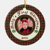 Babys First Kerstmis Custom Photo Dated Keramisch Ornament (Voorkant)