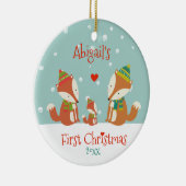 Baby's First Kerstmis - Cute Woodland Foxes Keramisch Ornament (Rechts)