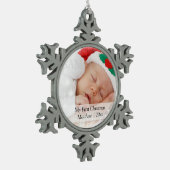 Babys First Kerstmis - Gepersonaliseerd fotosjablo Tin Sneeuwvlok Ornament (Links)