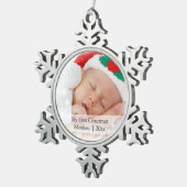 Babys First Kerstmis - Gepersonaliseerd fotosjablo Tin Sneeuwvlok Ornament (Rechts)