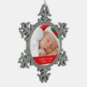 Babys First Kerstmis - Gepersonaliseerd fotosjablo Tin Sneeuwvlok Ornament (Links)