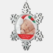 Babys First Kerstmis - Gepersonaliseerd fotosjablo Tin Sneeuwvlok Ornament (Rechts)