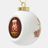 Babys First Kerstmis met Teddy en sparkle Stars Keramische Bal Ornament (Rechts)