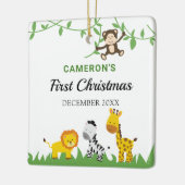 Baby's First Kerstmis Safari Oerwoud Animals Cute Keramisch Ornament (Links)