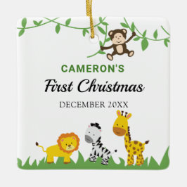 Baby's First Kerstmis Safari Oerwoud Animals Cute Keramisch Ornament