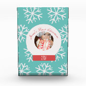 Baby's First Kerstmis Snowglobe Snowflakes Blauwgr Fotoblokken (Voorkant)