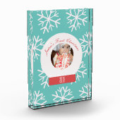 Baby's First Kerstmis Snowglobe Snowflakes Blauwgr Fotoblokken (Links)