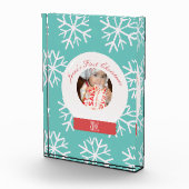 Baby's First Kerstmis Snowglobe Snowflakes Blauwgr Fotoblokken (Rechts)