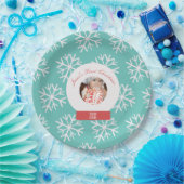 Baby's First Kerstmis Snowglobe Snowflakes Blauwgr Papieren Bordje (Feest)
