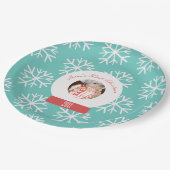 Baby's First Kerstmis Snowglobe Snowflakes Blauwgr Papieren Bordje (Gekanteld)