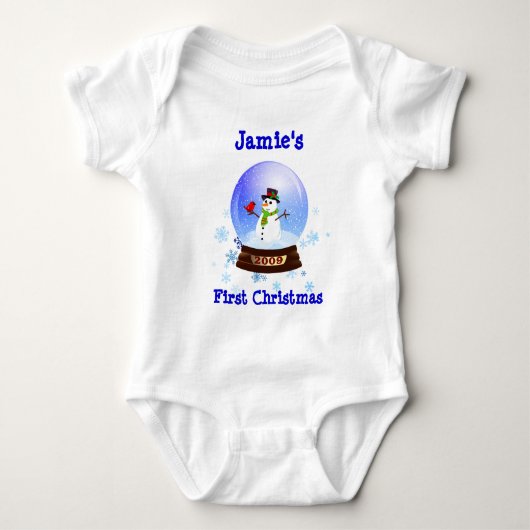 Baby's First Kerstmis Snowglobe T-shirt (Voorkant)