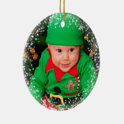 Baby's First Kerstmis Sparking Photo Template Keramisch Ornament (Rechts)