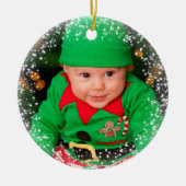Baby's First Kerstmis Sparking Photo Template Keramisch Ornament (Voorkant)
