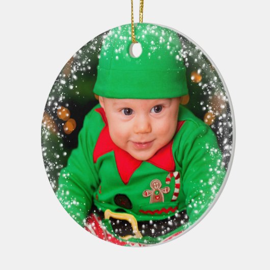 Baby's First Kerstmis Sparking Photo Template Keramisch Ornament (Links)