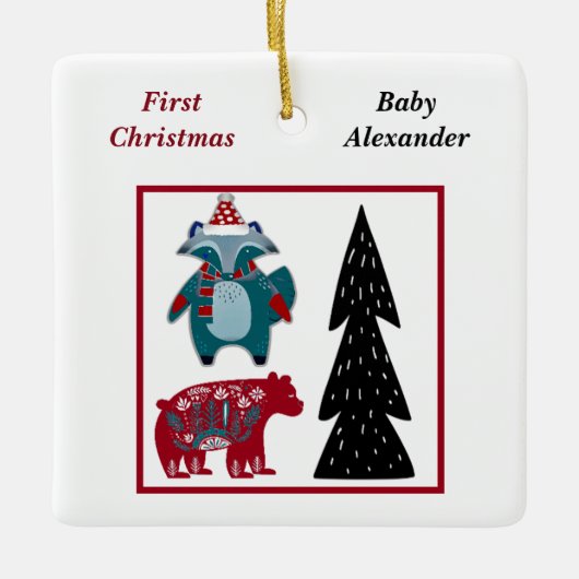 Babys First Kerstmis, speciaal aangepast voor Scan Keramisch Ornament (Voorkant)