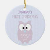 Baby's First Kerstmis - Sweet Paarse Owl Keramisch Ornament (Voorkant)