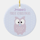 Baby's First Kerstmis - Sweet Paarse Owl Keramisch Ornament (Achterkant)