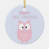 Baby's First Kerstmis - Sweet Pink Owl Keramisch Ornament (Voorkant)