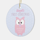 Baby's First Kerstmis - Sweet Pink Owl Keramisch Ornament (Links)