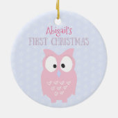 Baby's First Kerstmis - Sweet Pink Owl Keramisch Ornament (Achterkant)