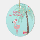 Baby's First Kerstmis - Sweet Santa Flamingo Keramisch Ornament (Links)