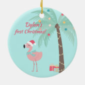 Baby's First Kerstmis - Sweet Santa Flamingo Keramisch Ornament (Achterkant)