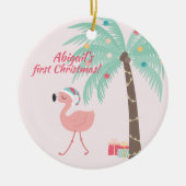 Baby's First Kerstmis - Sweet Santa Flamingo Keramisch Ornament (Voorkant)
