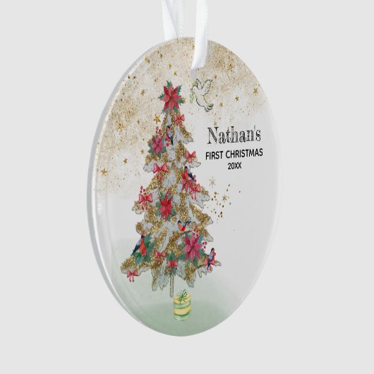 *~* Baby's First Kerstmis - Truch Tree Peace Dove Ornament (voorkant)