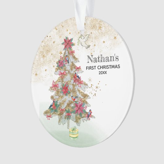 *~* Baby's First Kerstmis - Truch Tree Peace Dove Ornament (voorkant)