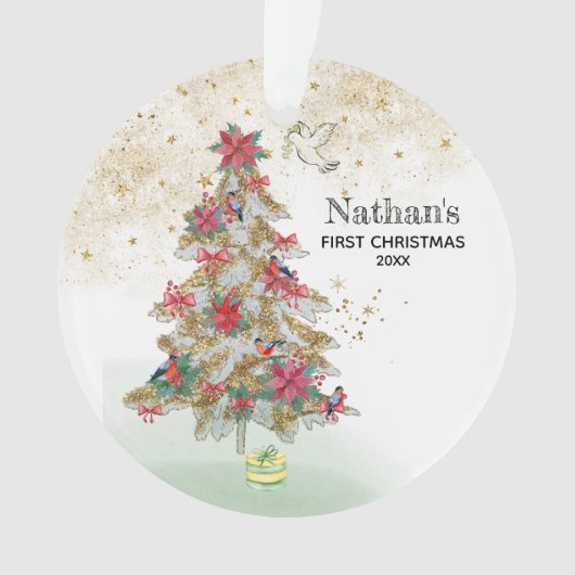 *~* Baby's First Kerstmis - Truch Tree Peace Dove Ornament (voorkant)