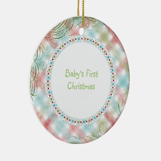 Babys First Kerstmis Whimsical Pset Personalized Keramisch Ornament (Rechts)