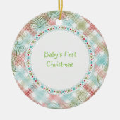 Babys First Kerstmis Whimsical Pset Personalized Keramisch Ornament (Voorkant)