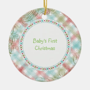 Babys First Kerstmis Whimsical Pset Personalized Keramisch Ornament