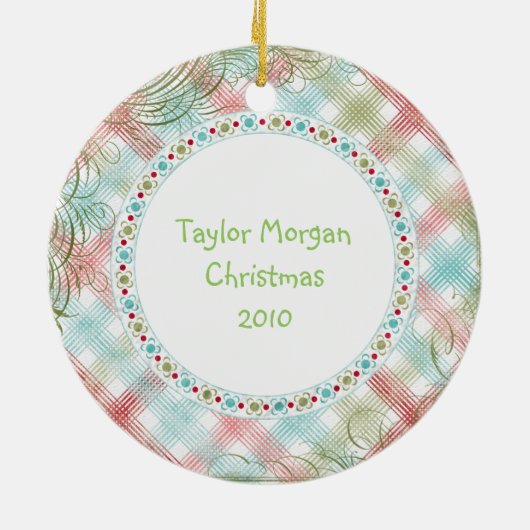 Babys First Kerstmis Whimsical Pset Personalized Keramisch Ornament (Achterkant)