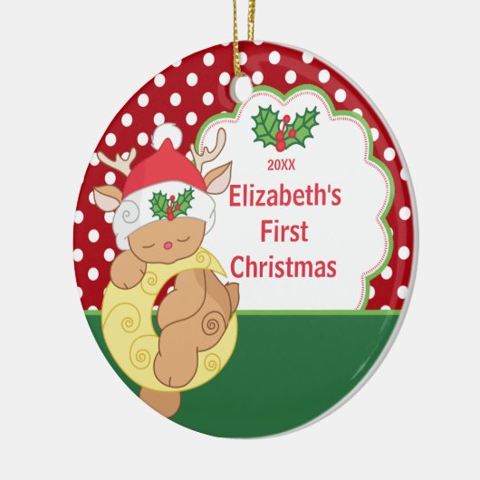 Babys First Kerstornament Reindeer Deer Keramisch Ornament (Links)