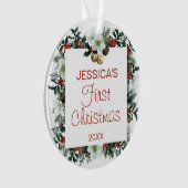 Baby's First Kerstplein  Wreatfoto Ornament (voorkant)