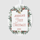 Baby's First Kerstplein  Wreatfoto Ornament (voorkant)