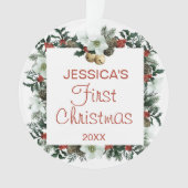 Baby's First Kerstplein  Wreatfoto Ornament (voorkant)