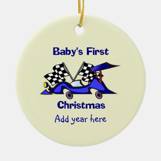 Babys First Kerstracecar Keramisch Ornament (Voorkant)